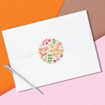 Fanciful Floral Greenery Classic Round Sticker