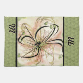 Fanciful Flower Monogrammed (theedoek) Theedoek (Horizontaal)