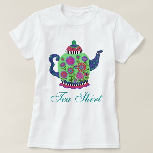 Fanciful Green Teapot Tea Shirt (Design voorkant)