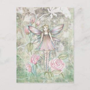 Fanciful Roos Fairy Briefkaart
