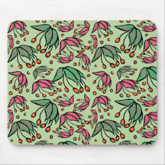 Fanciful Seed Pods Pink & Green Mousepad Muismat
