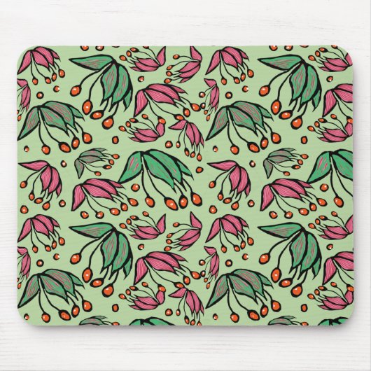 Fanciful Seed Pods Pink & Green Mousepad Muismat (Voorkant)