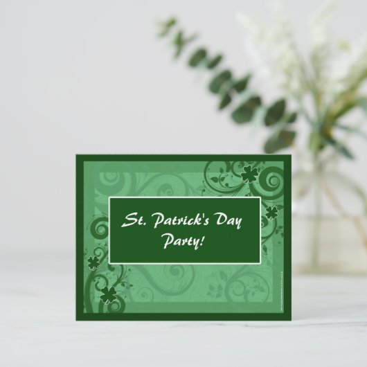 Fanciful Swirls St Patrick's Day Party Invitations (Debout devant)