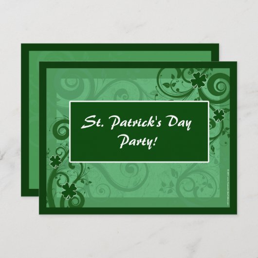 Fanciful Swirls St Patrick's Day Party Invitations (Devant / Derrière)