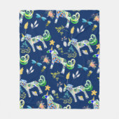 Fanciful Unicorns and Dragonflies Fleece Deken (Voorkant)