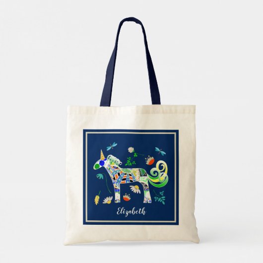 Fanciful Unicorns and Dragonflies Tote Bag (Achterkant)