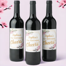 Fancy 21e Verjaardag Wijnlabels - Cherry Blossom