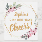 Fancy 21st Birthday Vins Étiquettes - Cerise Bloss (Étiquettes simples)