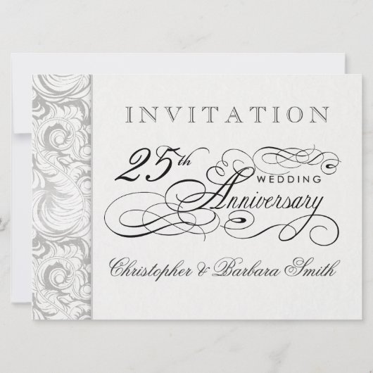 Fancy 25th Anniversary Invitations - Alors & Maint (Dos)