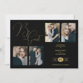 Fancy 4 Multi Photos Be our Guest Black Wedding Save The Date (Voorkant)