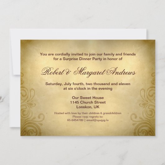 fancy 50e anniversaire mariage invitations (Dos)