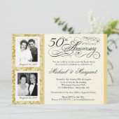 Fancy 50e Jubileum-uitnodigingen - Uw foto's Kaart (Staand voorkant)