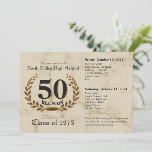 Fancy 50e middelbare schoolreünie - tweedaags even kaart (Staand voorkant)