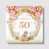 Fancy 50ste verjaardag gastenboek met Boho Flowers (Voorkant)