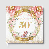 Fancy 50th Birthday Livre d'hôtes avec fleurs de B (Recto)