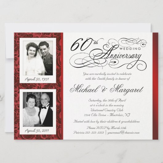 Fancy 60th Anniversary Invitations - Alors & Maint (Devant)