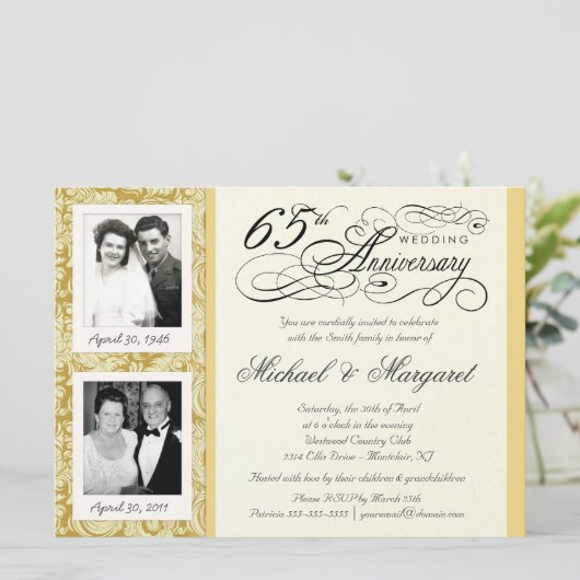 Fancy 65th Anniversary Invitations - Alors & Maint (Debout devant)
