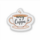 Fancy a Cuppa British Tea Lover Aesthetic Sticker (Voorkant)