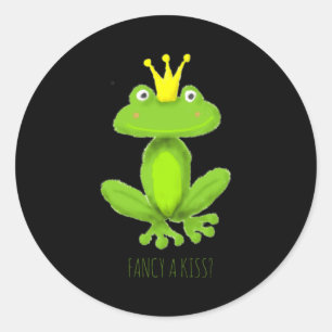 Fancy A Kiss Kikker Prins Cartoon Valentijnsdag T Ronde Sticker