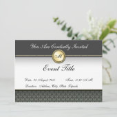 Fancy Aangepaste Monogram Formele Uitnodiging (Staand voorkant)