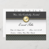 Fancy Aangepaste Monogram Formele Uitnodiging (Voorkant / Achterkant)