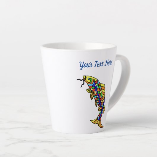 Fancy Abstracte visschaalachtige vinnen Latte Mok (Rechterhoek)