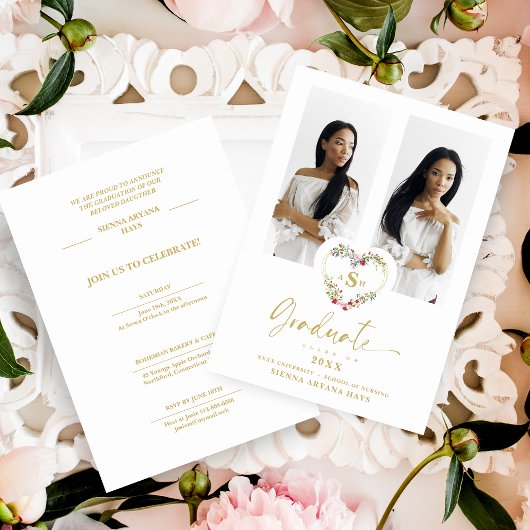 Fancy Afstuderen Romantic Floral Heart 2 Foto's