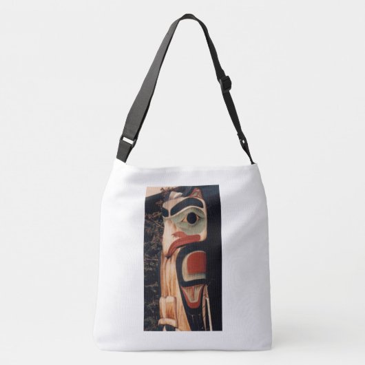 Fancy Alaska Wood Carved Totem Pole Photo Design Crossbody Tas (Achterkant)