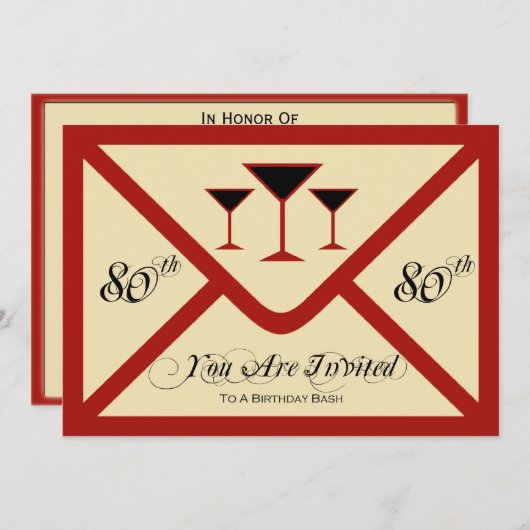 Fancy and Fun 80th Birthday Party Invitation (Devant / Derrière)