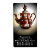 Fancy Antiek Engels theekoffiepotje Etiket (Voorkant)