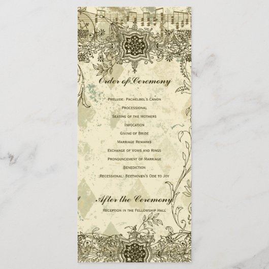Fancy Antique Music Wedding Programme (Dos)