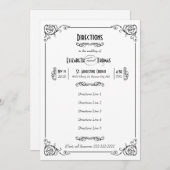 Fancy Art Deco Black & White Insert Kaart (Voorkant / Achterkant)