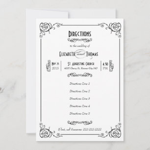 Fancy Art Deco Black & White Insert Kaart