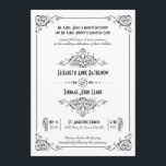 Fancy Art Déco Black & White Wedding Invitations<br><div class="desc">Des invitations de mariage simples et élégantes avec des tourbillons minces et fantaisistes qui rappellent le design art déco vintage.</div>