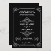 Fancy Art Déco Black & White Wedding Invitations (Devant / Derrière)