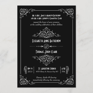 Fancy Art Déco Black & White Wedding Invitations