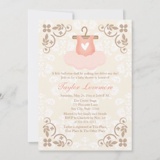 FANCY BALLERINA TUTU BABY SHOWER INVITATION (Devant)
