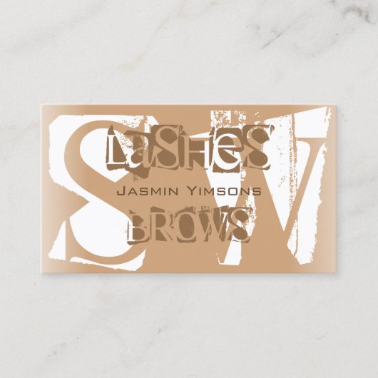 Fancy Beige en witte Chic met Monogram Stijlvol Visitekaartje (Voorkant)