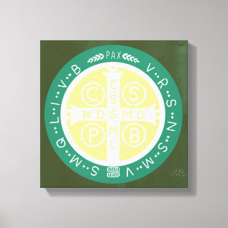 Fancy Benedictijner Kruis nr. 1 Groen Canvas Afdruk