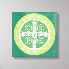 Fancy Benedictijner Kruis nr. 2 Groen Canvas Afdruk