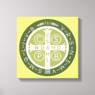 Fancy Benedictijner Kruis nr. 3 Groen Canvas Afdruk