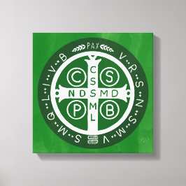 Fancy Benedictijner Kruis nr. 4 Groen Canvas Afdruk