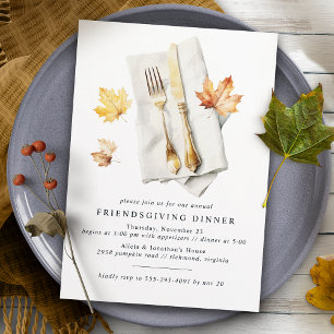 Fancy bestek   Rustieke Herfst Leaf Friendsgiving Kaart