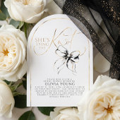 Fancy Black Bow She's Tying The Knot Bridal Shower Kaart