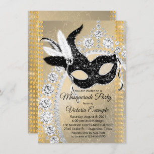 Fancy Black Gold Diamond Masquerade Verjaardagsfee Kaart