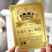 Fancy Black Gold Prince Baby Shower Invitations