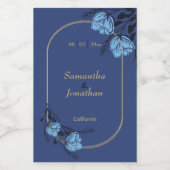 Fancy blauw-bloem-mini-etiket voor fleswijn wijn etiket (Enkel label)