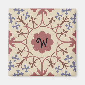 Fancy Blauw en Mauve Monogram Magnet Magneet (Voorkant)