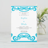 Fancy blauw en wit met scroller kaart (Staand voorkant)