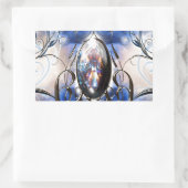  fancy  blauw glas designer kunst rechthoekige sticker (Tas)